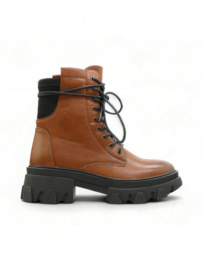Bottes de cheville à lacets unisexes rétro avec semelle épaisse, convenant pour l'extérieur, les voyages, les festivals, l'automne/l'hiver